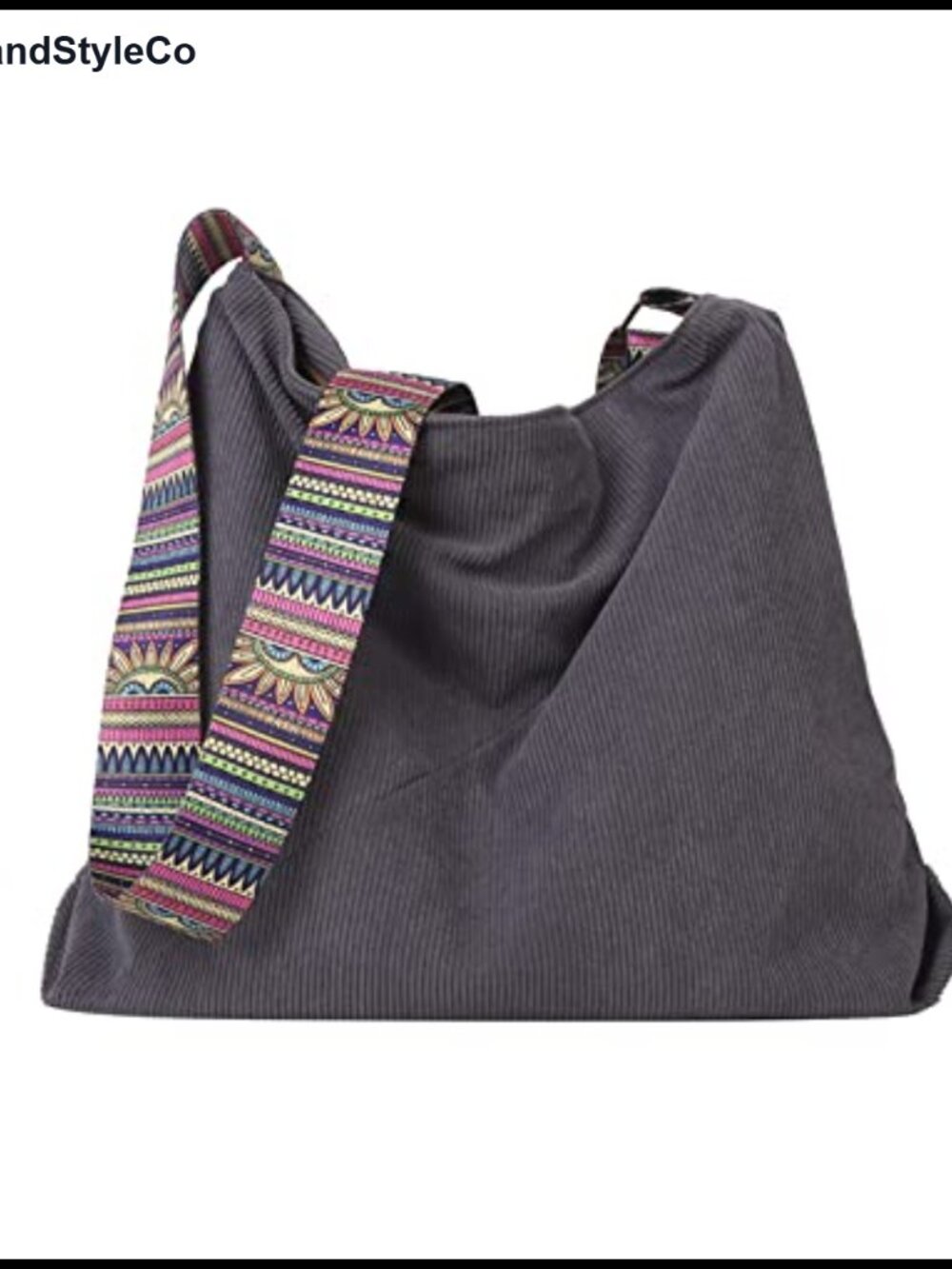 Large Corduroy Hobo Shoulder Bag Multi-Pocket Boho Tote